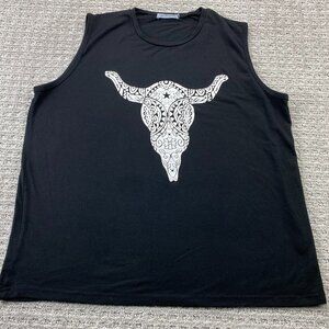 MISSLOOK Tank Top Women Size 3XL Black Graphic Print Sleeveless Tee Shirt